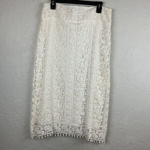 Ariat White Eyelet Lace Pencil Midi Skirt Size 8
